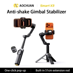 2025 New AOCHUAN Handheld Gimbal Stabilizer Smart X3 Foldable Bounce Type with Detachable Gimbal Remote for iPhone 12-17 Android